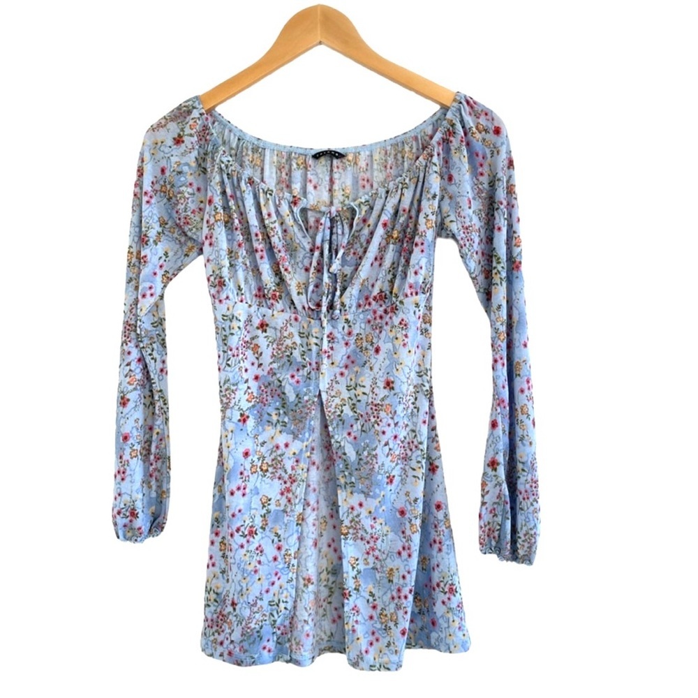 Cocomo | Y2K 90s off the shoulder split front see through ditsy floral s…